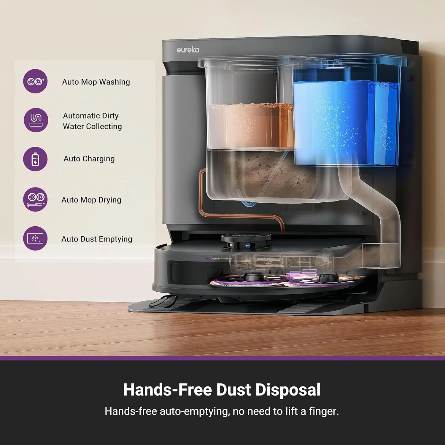 جاروبرقی رباتیک خودکار تخلیه کننده Eureka J15 Evo Ultra، مکش 22000 پاسکال، قابلیت بالا بردن خودکار طی، خشک کن هوای گرم 55 درجه سانتیگراد، اسکراب و جاروبرقی رباتیک توسعه یافته جاروبرقی رباتیک خودکار تخلیه کننده Eureka J15 Evo Ultra، مکش 22000 پاسکال، قابلیت بالا بردن خودکار طی، خشک کن هوای گرم 55 درجه سانتیگراد، اسکراب و جاروبرقی رباتیک توسعه یافته