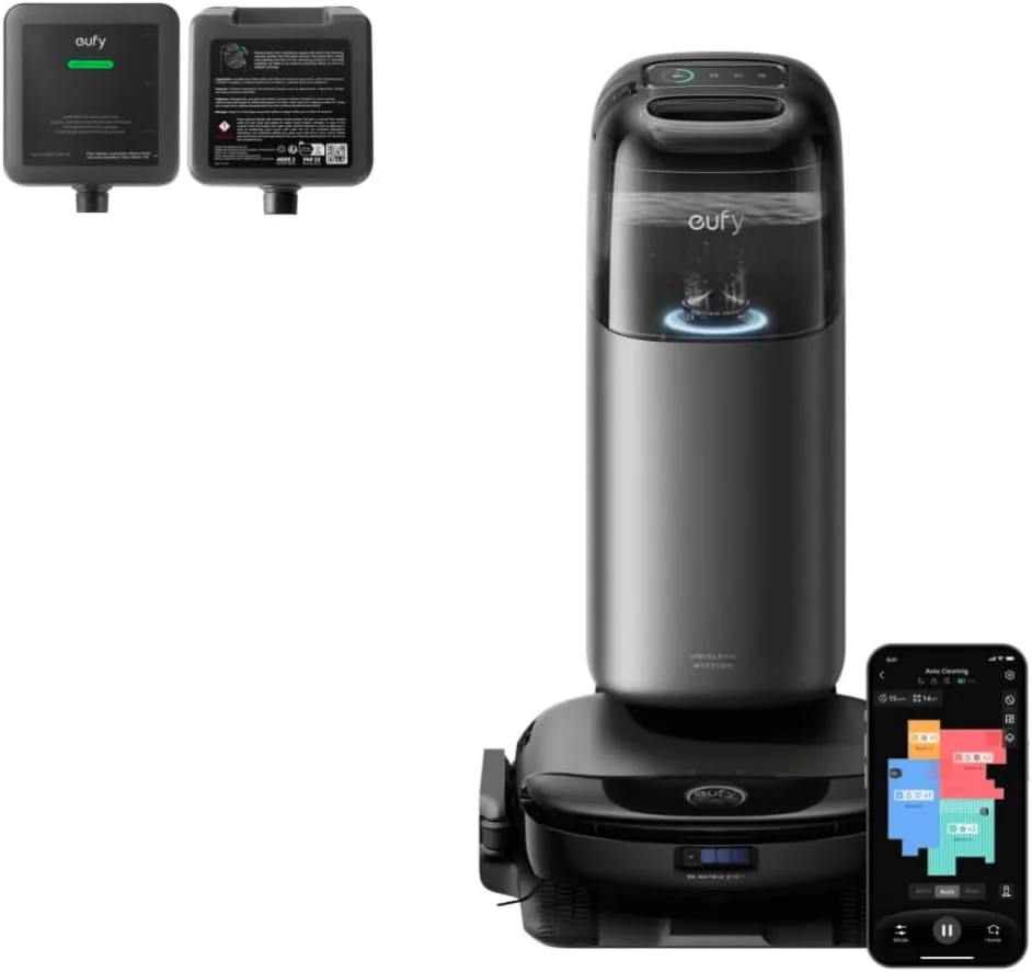 جاروبرقی رباتیک eufy Omni S1 Pro با ایستگاه همه کاره، سیستم HydroJet با تی چرخشی، جاروبرقی رباتیک و تی ترکیبی، مکش فوق العاده + تمیز کننده رسمی سطوح سخت، ایمن و ملایم برای دست