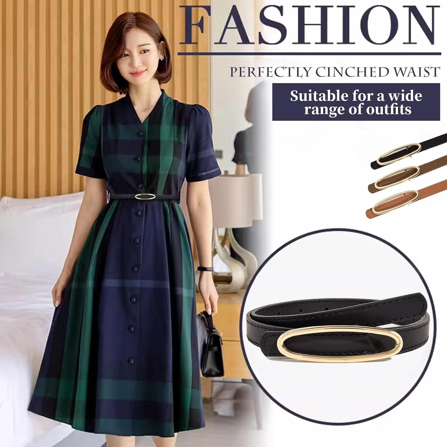 کمربند چرمی مصنوعی باریک زنانه آزون (بسته 3 عددی)، کمربند باریک قابل تنظیم برای لباس و شلوار جین، رنگ ثابت با سگک طلایی، عرض 1.8 سانتی متر، کمربند فشن برای بانوان کمربند چرمی مصنوعی باریک زنانه آزون (بسته 3 عددی)، کمربند باریک قابل تنظیم برای لباس و شلوار جین، رنگ ثابت با سگک طلایی، عرض 1.8 سانتی متر، کمربند فشن برای بانوان