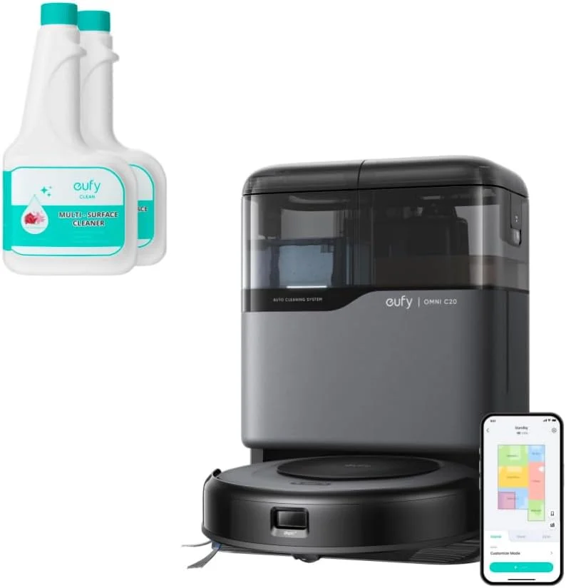 جاروبرقی رباتیک یوفی Omni C20، جاروبرقی رباتیک و تی ترکیبی + محلول تمیز کننده سطوح سخت RoboVac رسمی