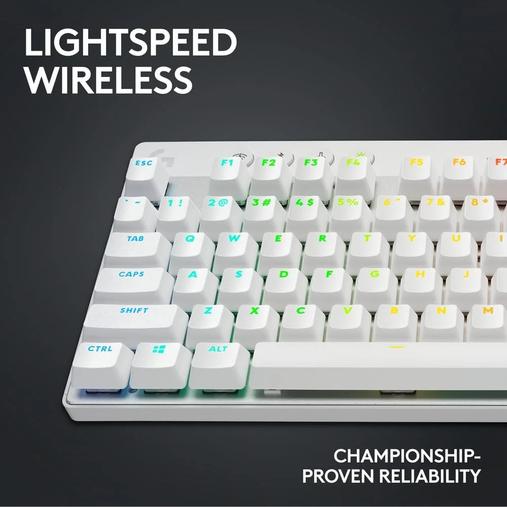کیبورد گیمینگ بیسیم Logitech G PRO X TKL LIGHTSPEED، طراحی فوقالعاده قابل حمل Tenkeyless، نورپردازی RGB با LIGHTSYNC، کلیدهای PBT، سوییچهای لمسی (GX Brown)، طرحبندی US INTL - سفید کیبورد گیمینگ بیسیم Logitech G PRO X TKL LIGHTSPEED، طراحی فوقالعاده قابل حمل Tenkeyless، نورپردازی RGB با LIGHTSYNC، کلیدهای PBT، سوییچهای لمسی (GX Brown)، طرحبندی US INTL - سفید
