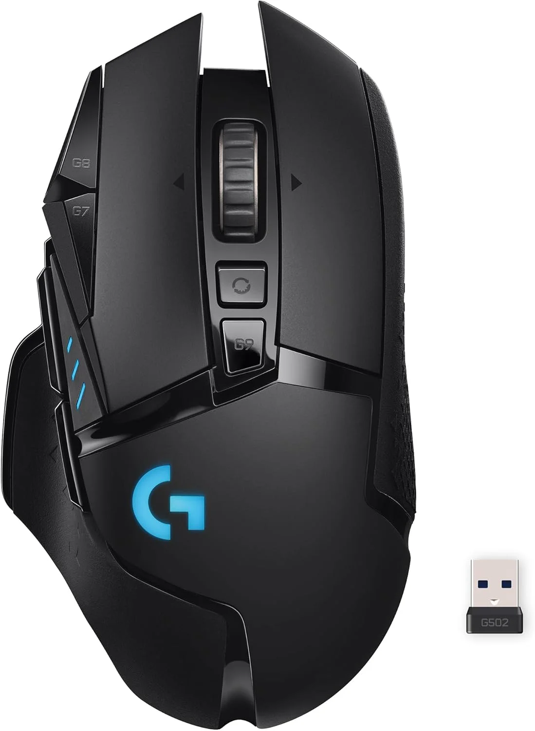 ماوس گیمینگ بی‌سیم Logitech G502 Lightspeed با حسگر Hero 25K، سازگار با PowerPlay، وزنه‌های قابل تنظیم و Lightsync RGB - مشکی