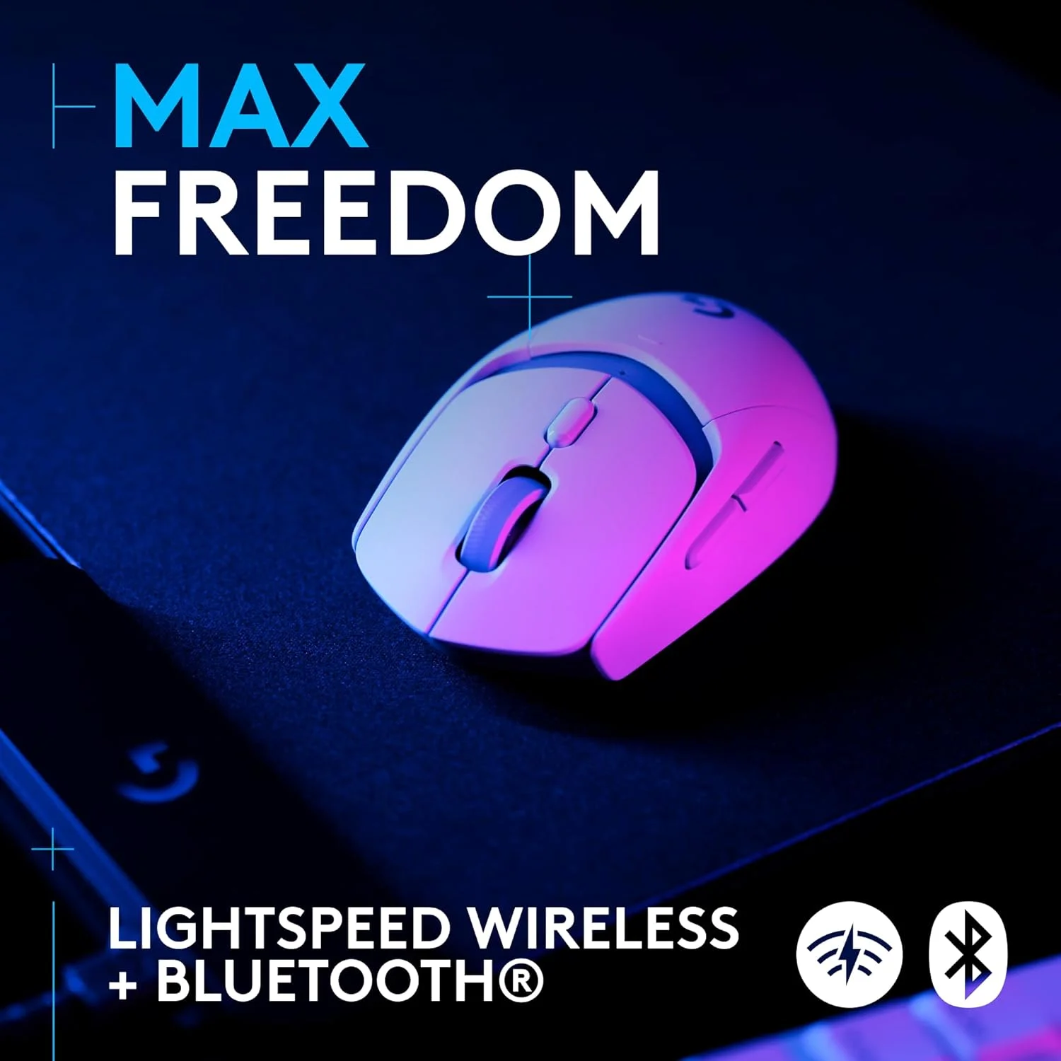 ماوس گیمینگ بی‌سیم Logitech G309 Lightspeed، سبک وزن، سوییچ‌های هیبریدی LIGHTFORCE، حسگر Hero 25K، وزن 86 گرم و عمر باتری 300+ ساعت با باتری AA، 6 دکمه قابل برنامه‌ریزی، PC و Mac - سفید