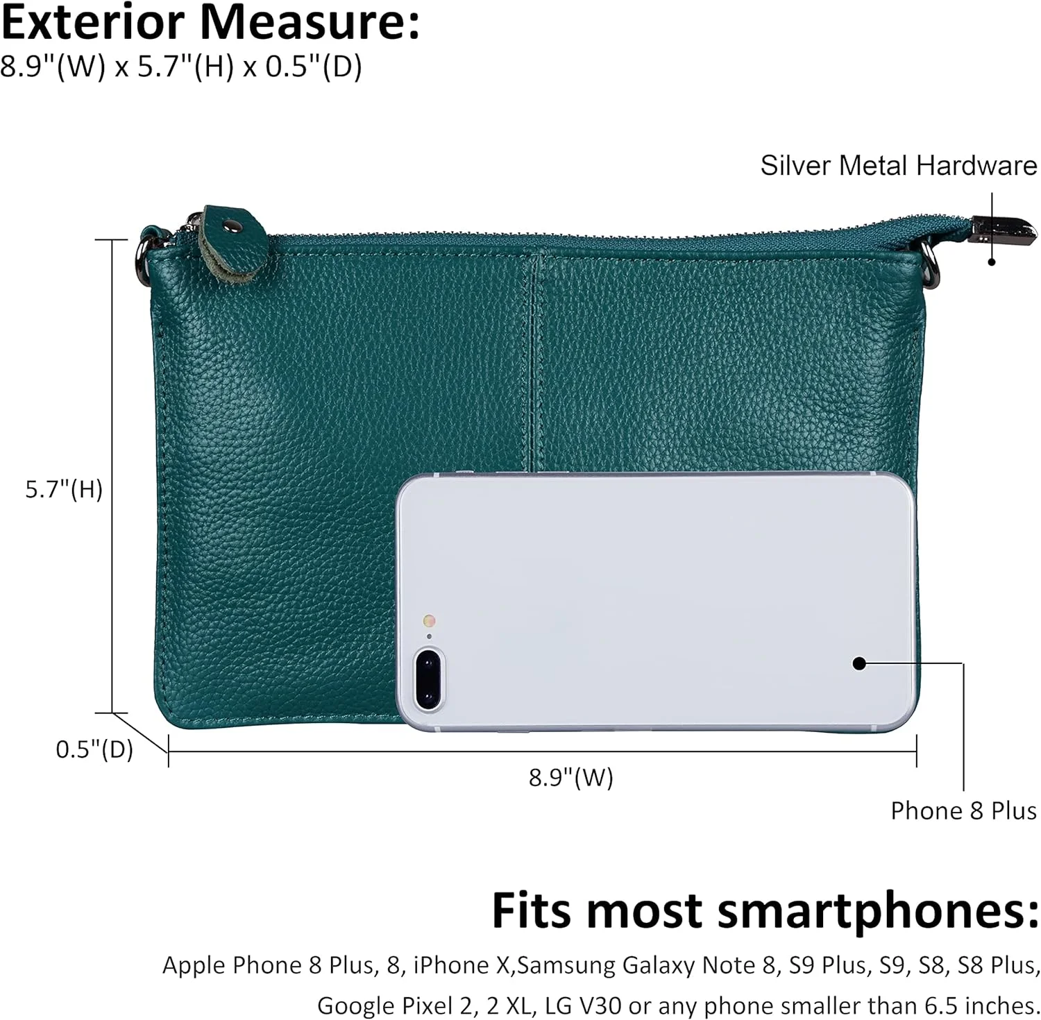 کیف دوشی چرمی کوچک تلفن همراه befen با زیپ نقره ای