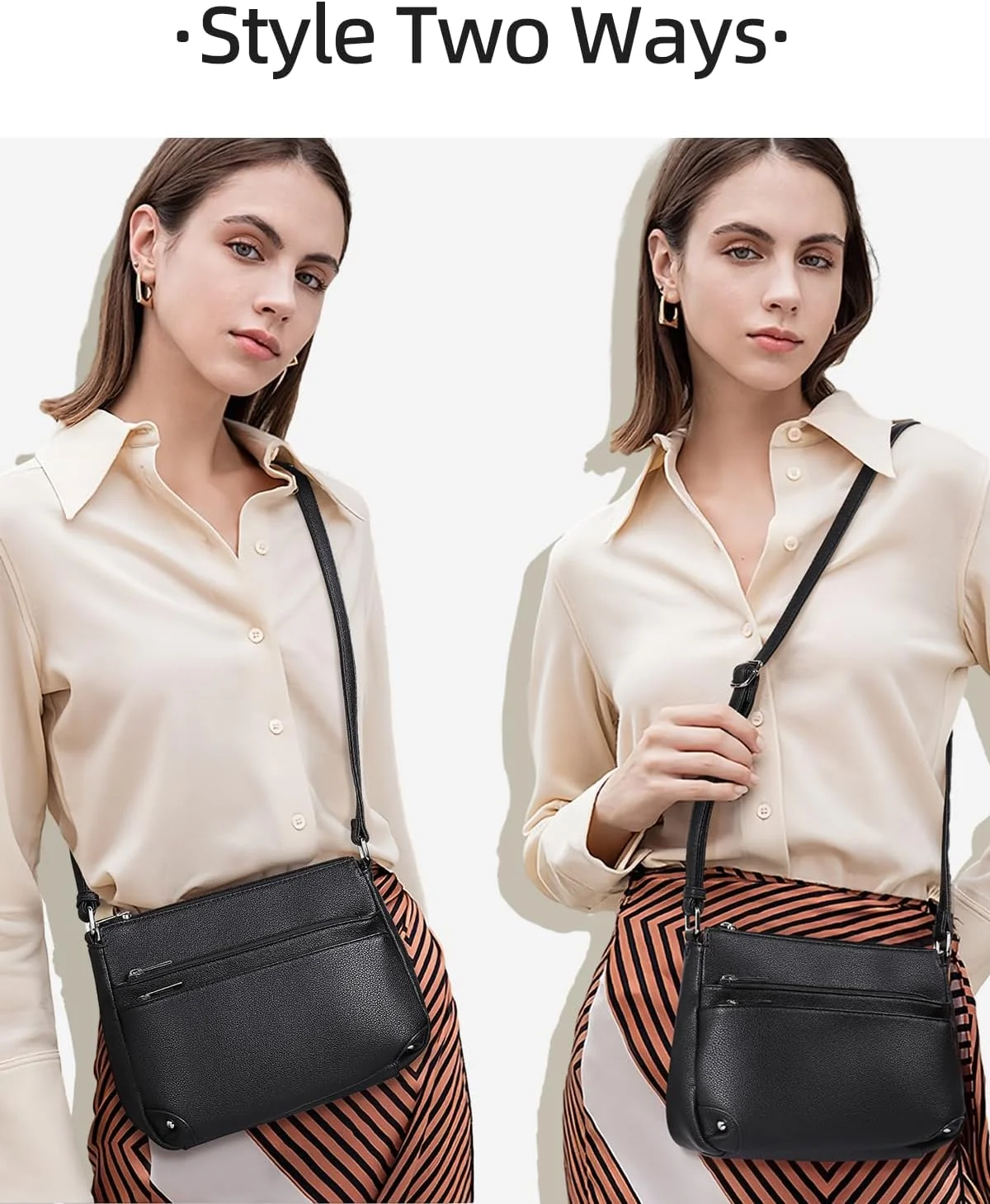 کیف دوشی زنانه وست برونکو، کیف دستی متوسط، کیف سچل با جیب های زیپ دار متعدد