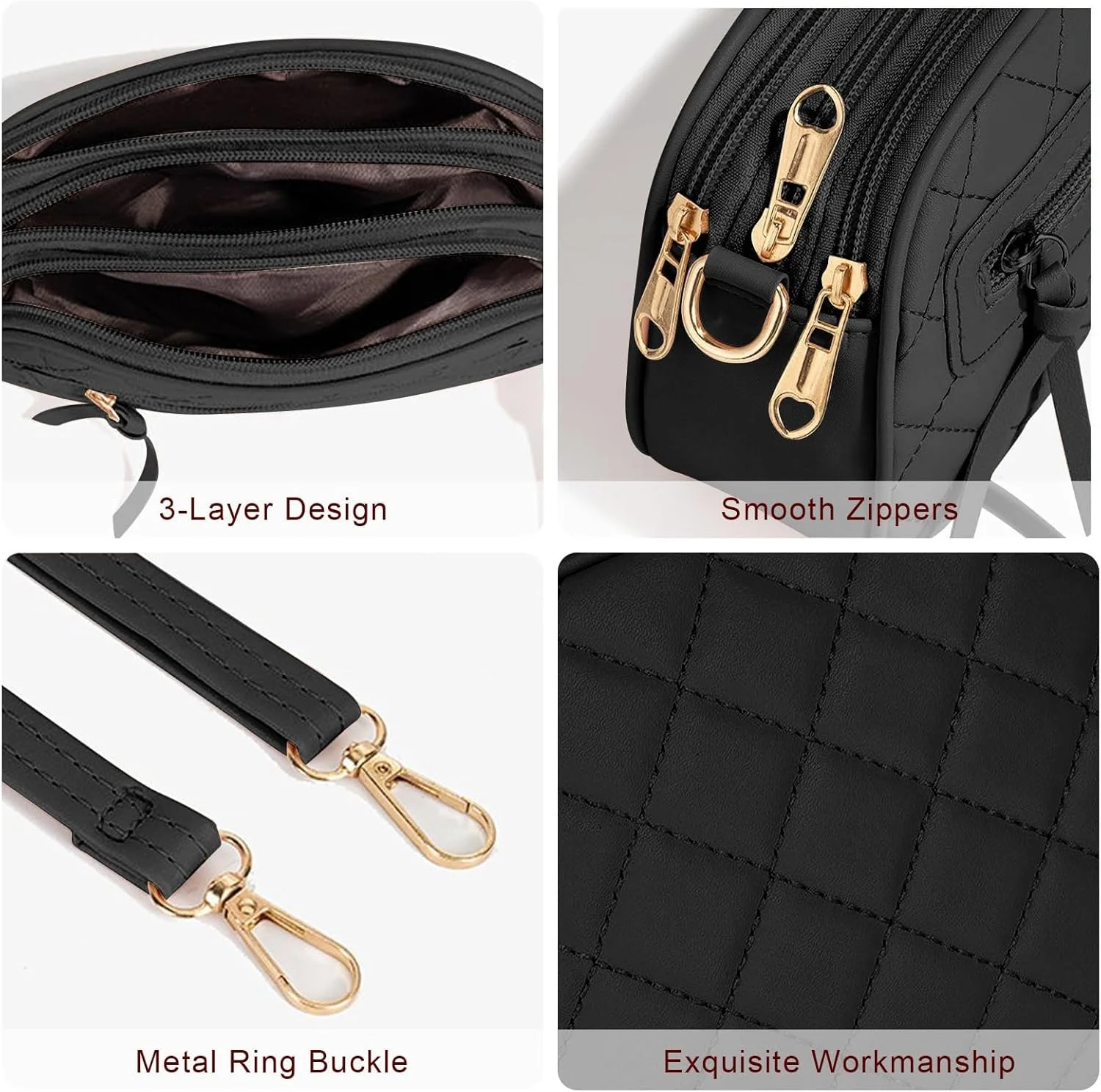 کیف دوشی یک‌طرفه چرمی ضدآب PU، کیف سبک و جادار زنانه با جیب‌های متعدد و بند قابل تنظیم، ایده‌آل برای سفر، کار، رفت‌وآمد، گردش‌های غیررسمی و ملاقات