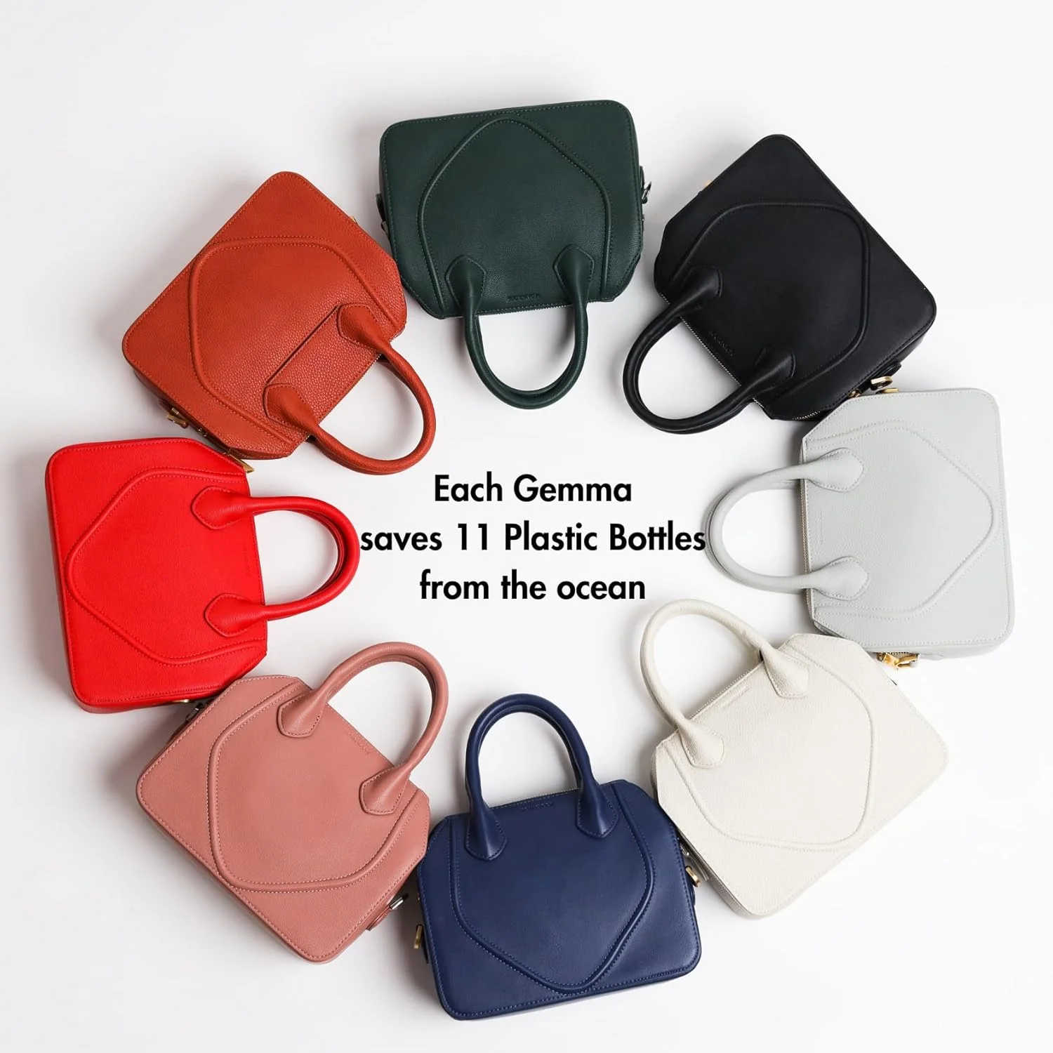 کیف دوشی بند بلند زنانه جما | کیف دستی چرمی ساخته شده از 11 بطری پلاستیکی با بند قابل تنظیم | کیف شانه ای چرم صورتی گیاهی چند منظوره سبک وزن (صورتی مات)