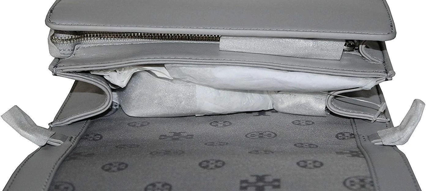 کیف دستی زنانه توری برچ مدل الکسا کمبو کراس بادی چرمی - خاکستری بتنی