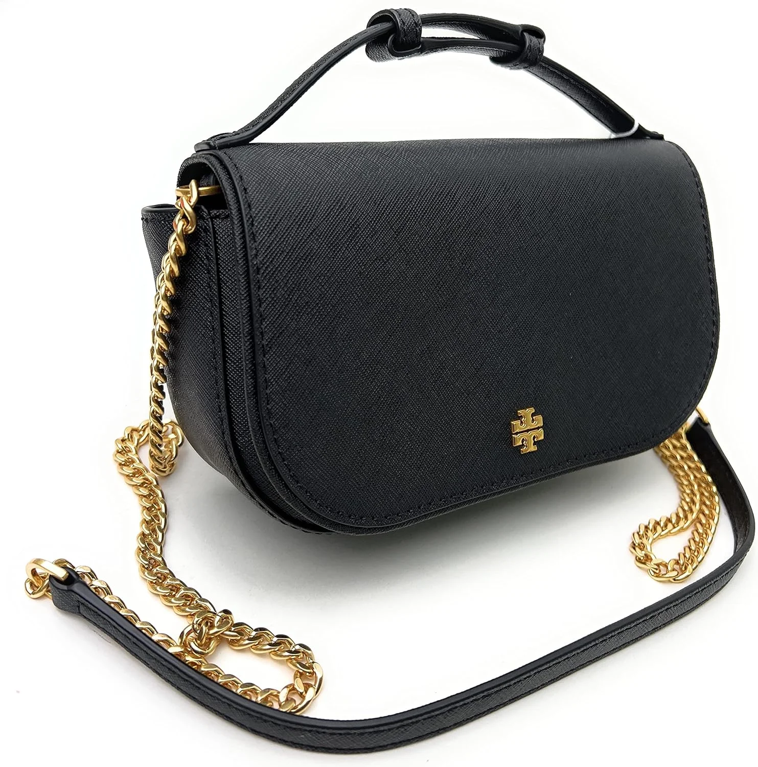 کیف دوشی زنانه چرمی سافیانو مدل Emerson با دسته بالایی (مشکی) توری برچ