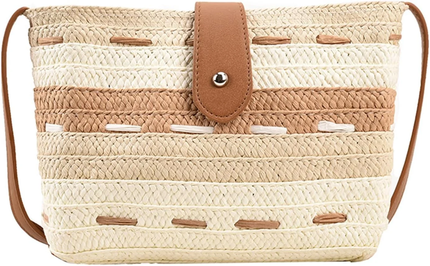 کیف حصیری زنانه، کیف دستی حصیری تابستانی، کیف پاکتی ساحلی دست بافت با آویز منگوله