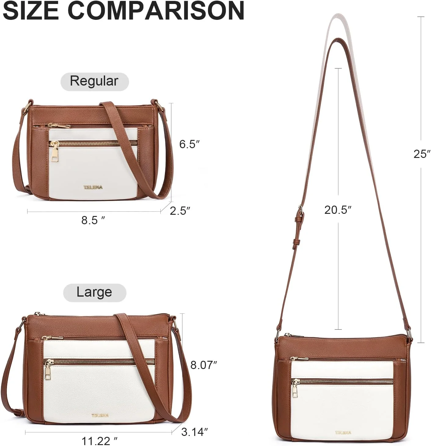 کیف دوشی زنانه تلنا، کیف چرمی با بند قابل تنظیم