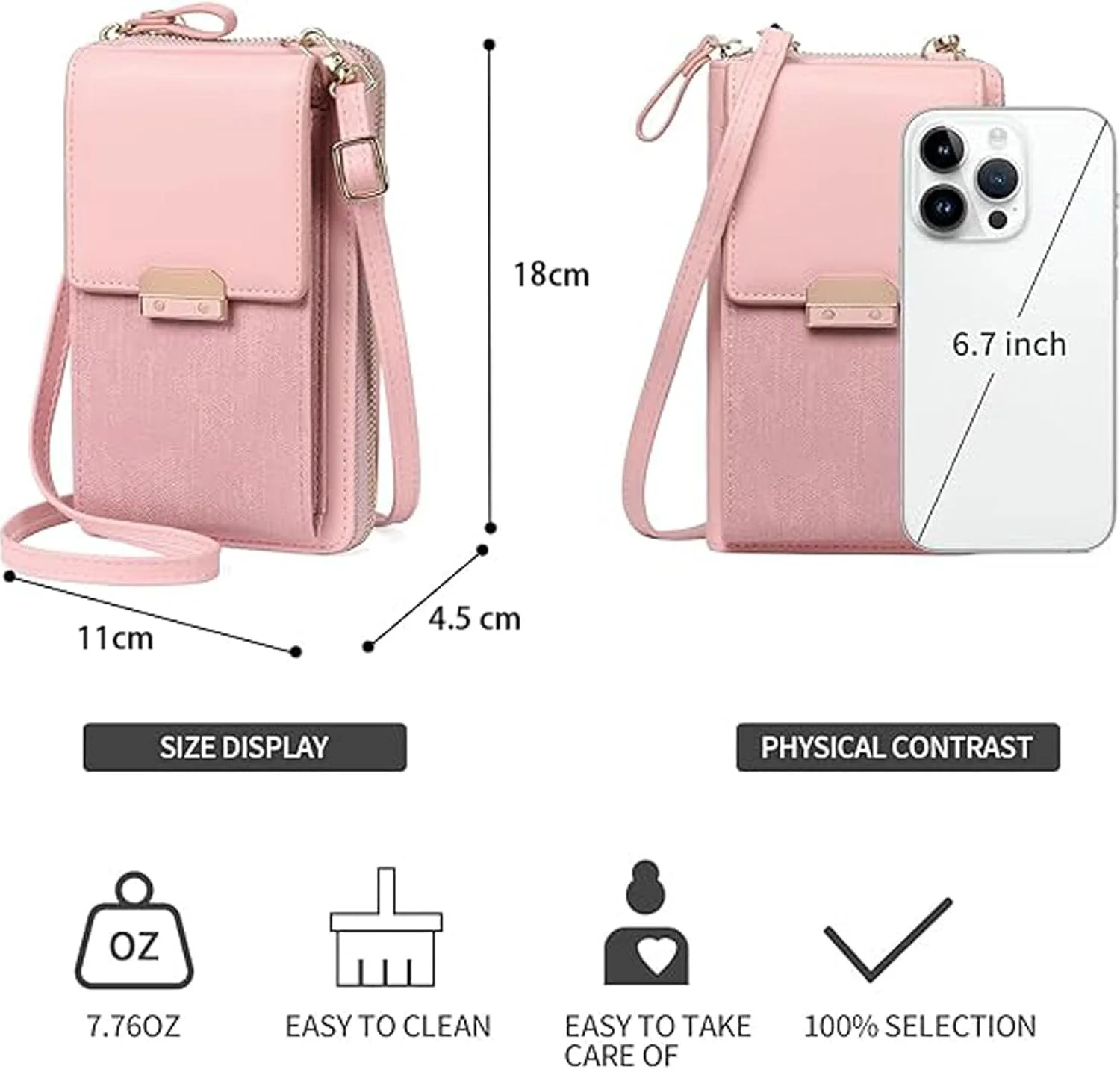 کیف دوشی کوچک تزویق، کیف پول و جای موبایل، کیف دوشی مینی زنانه، کیف رودوشی، کیف پول با بند شانه قابل تنظیم