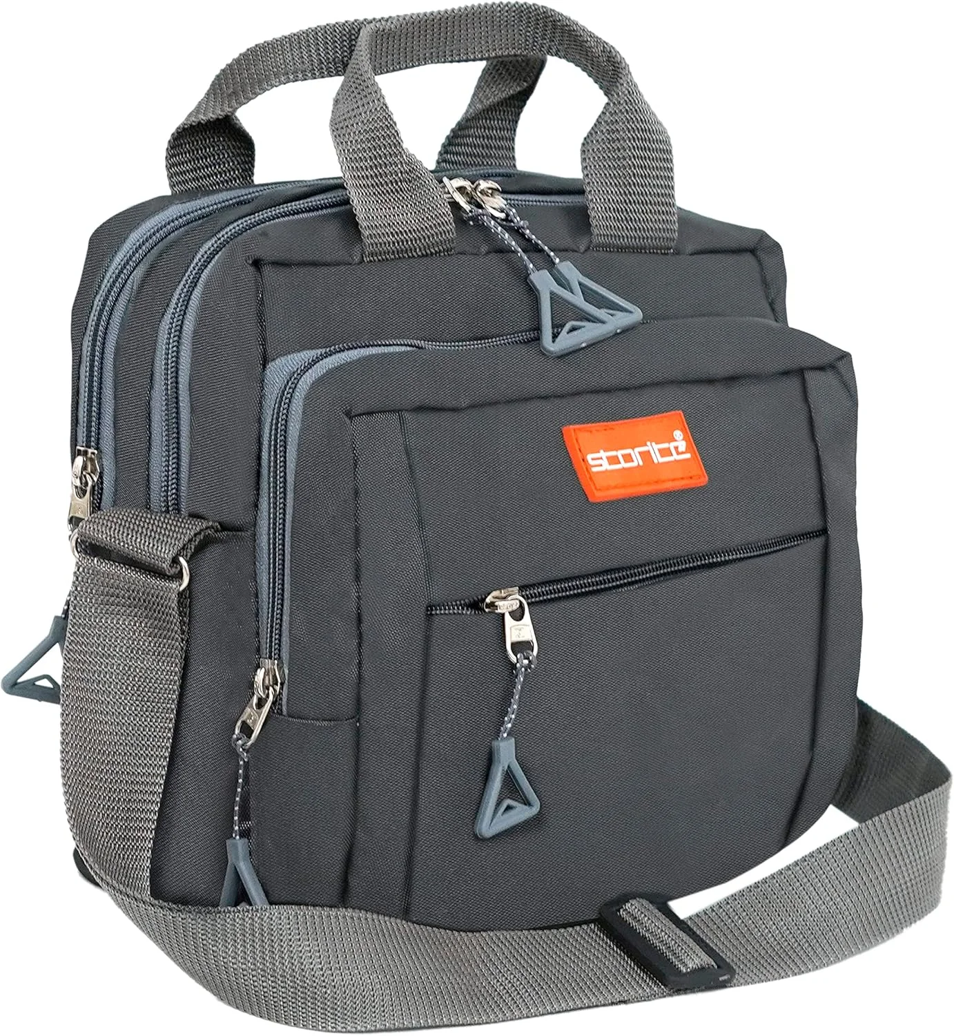 کیف دوشی یک طرفه کوچک نایلونی استوریت، مناسب سفر، کار، و استفاده روزمره برای آقایان و بانوان (22.5cm x 9.5cm x 22.5 cm، خاکستری تیره)