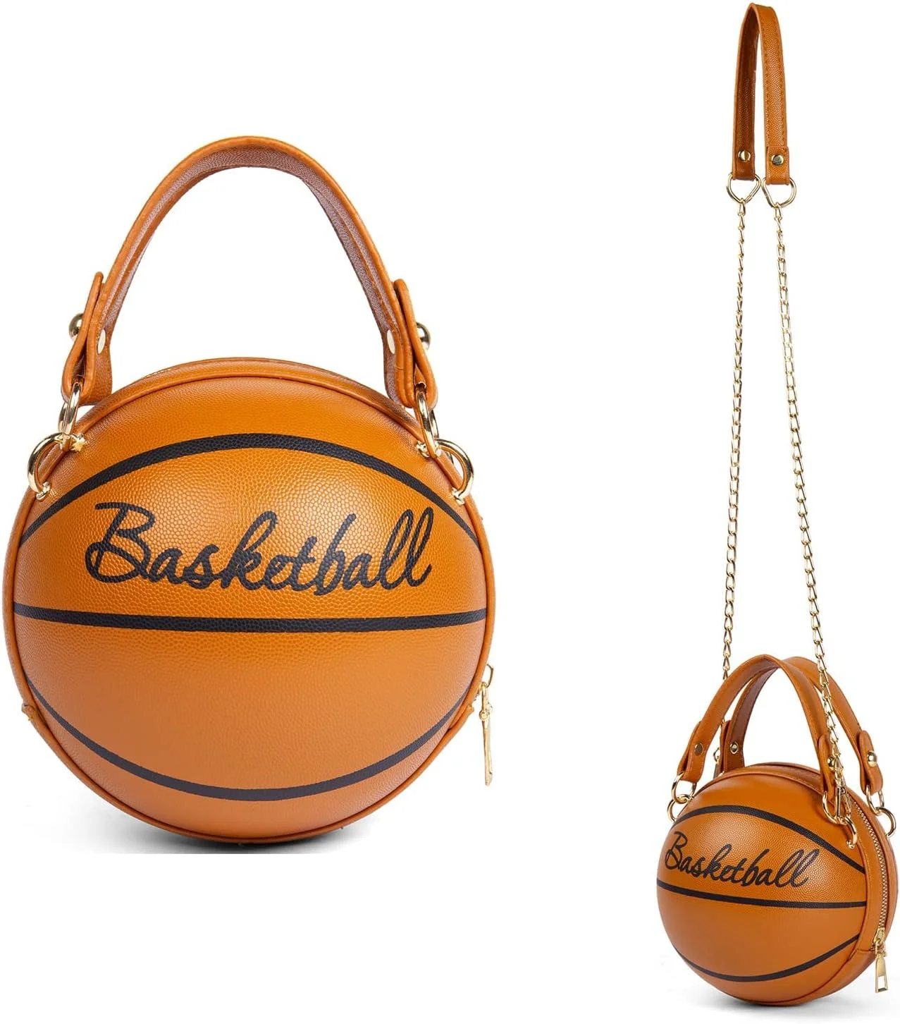 کیف دستی زنانه طرح بسکتبال SYOSI، کیف کوچک یک طرفه دوشی، کیف گرد چرمی PU برای دختران