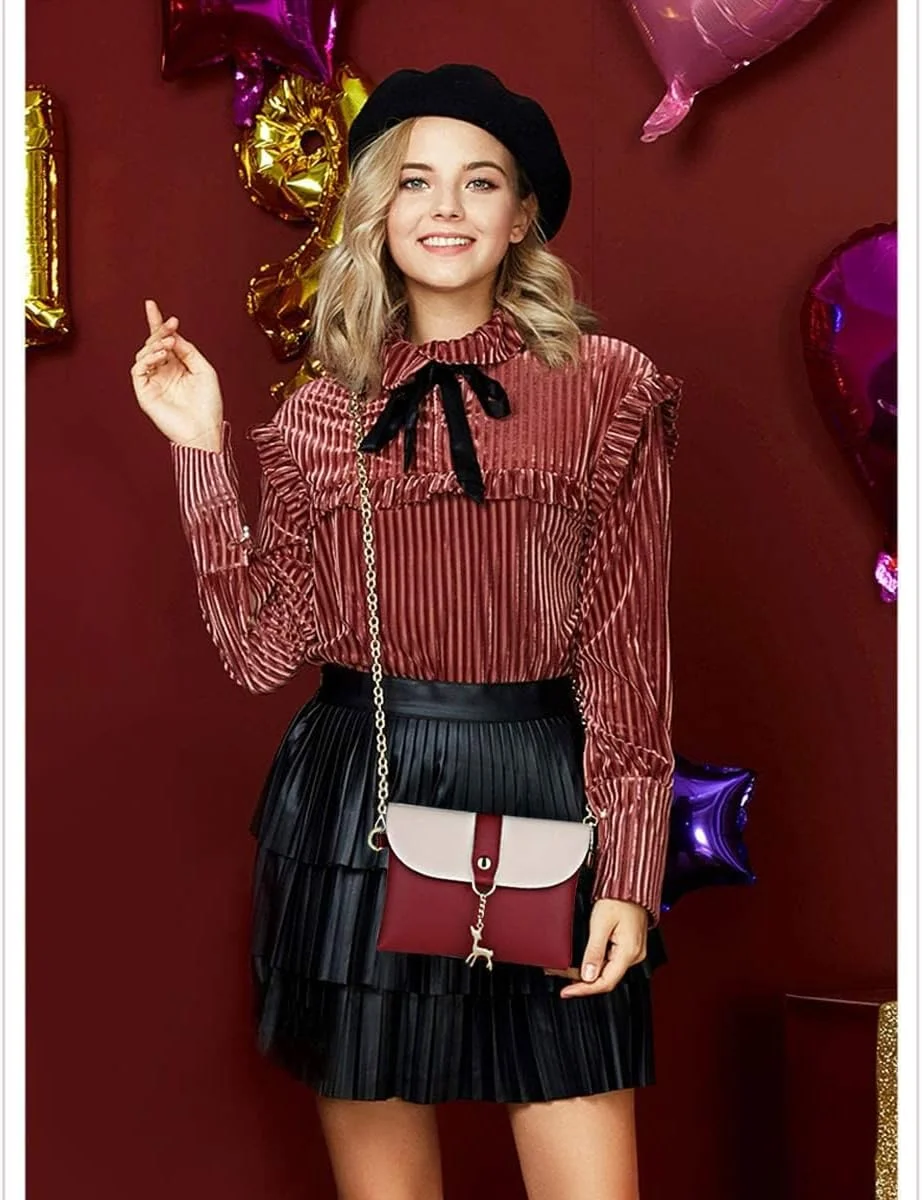 کیف دوشی کوچک سیوسی با آویز، کیف دوشی چرمی PU، کیف تلفن همراه، هدیه برای دختران نوجوان، کیف دوشی کوچک زنجیری