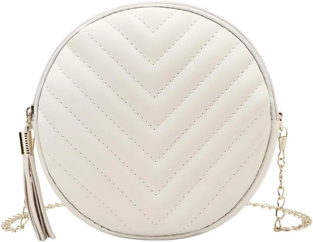 کیف های کراس بادی طرح دار Xspring، کیف گرد طرح دار با منگوله، کیف های کراس بادی چرم مصنوعی برای زنان، کیف های دستی شانه ای طراح مد، کیف کوچک کراس بادی برای زنان