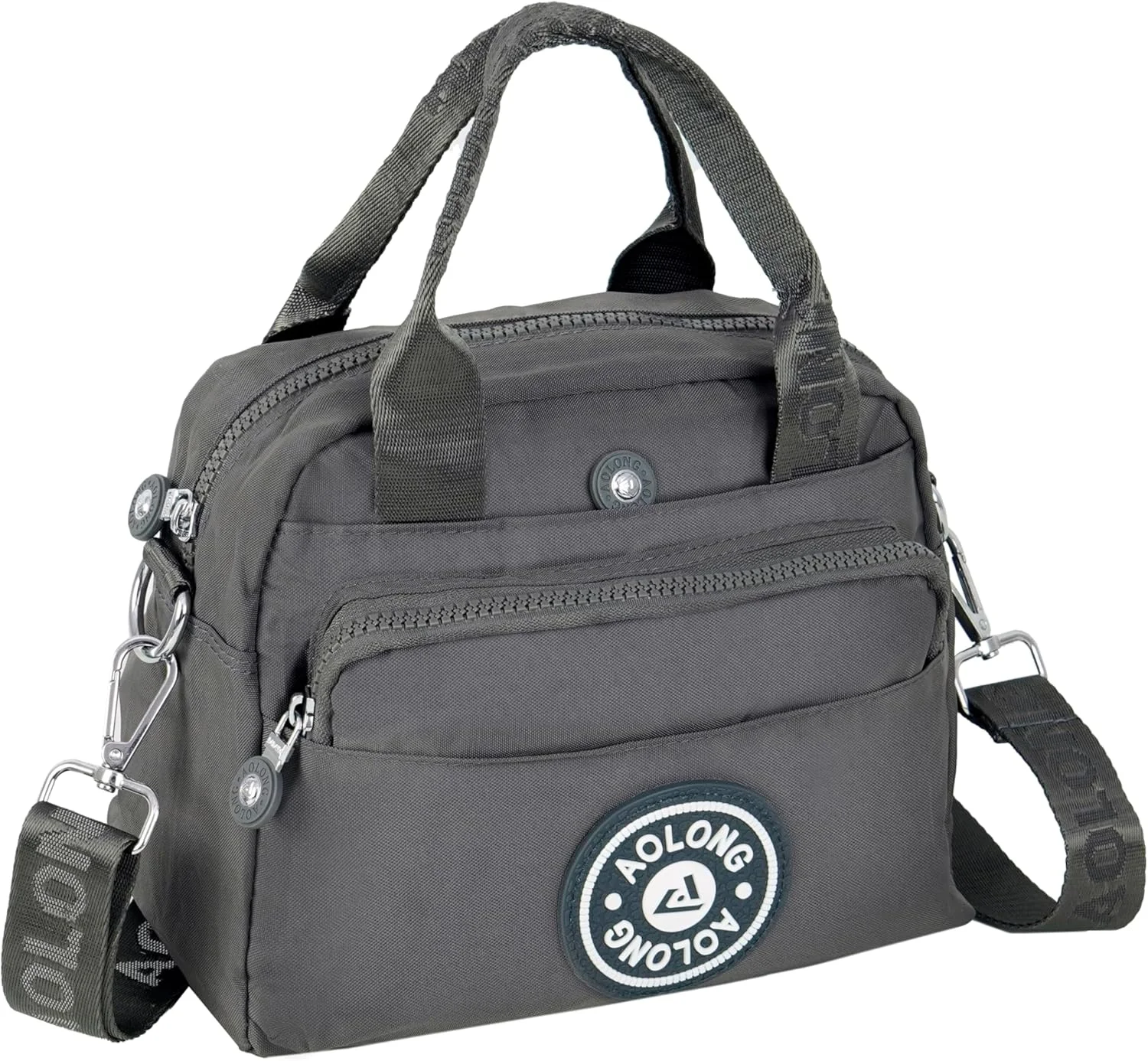 کیف دستی زنانه استوریت نایلونی، کیف سبک دوشی، کیف دستی قابل حمل با جیب داخلی پد دار و بند قابل تنظیم - (خاکستری، 23 x 20 x 12 سانتی متر)