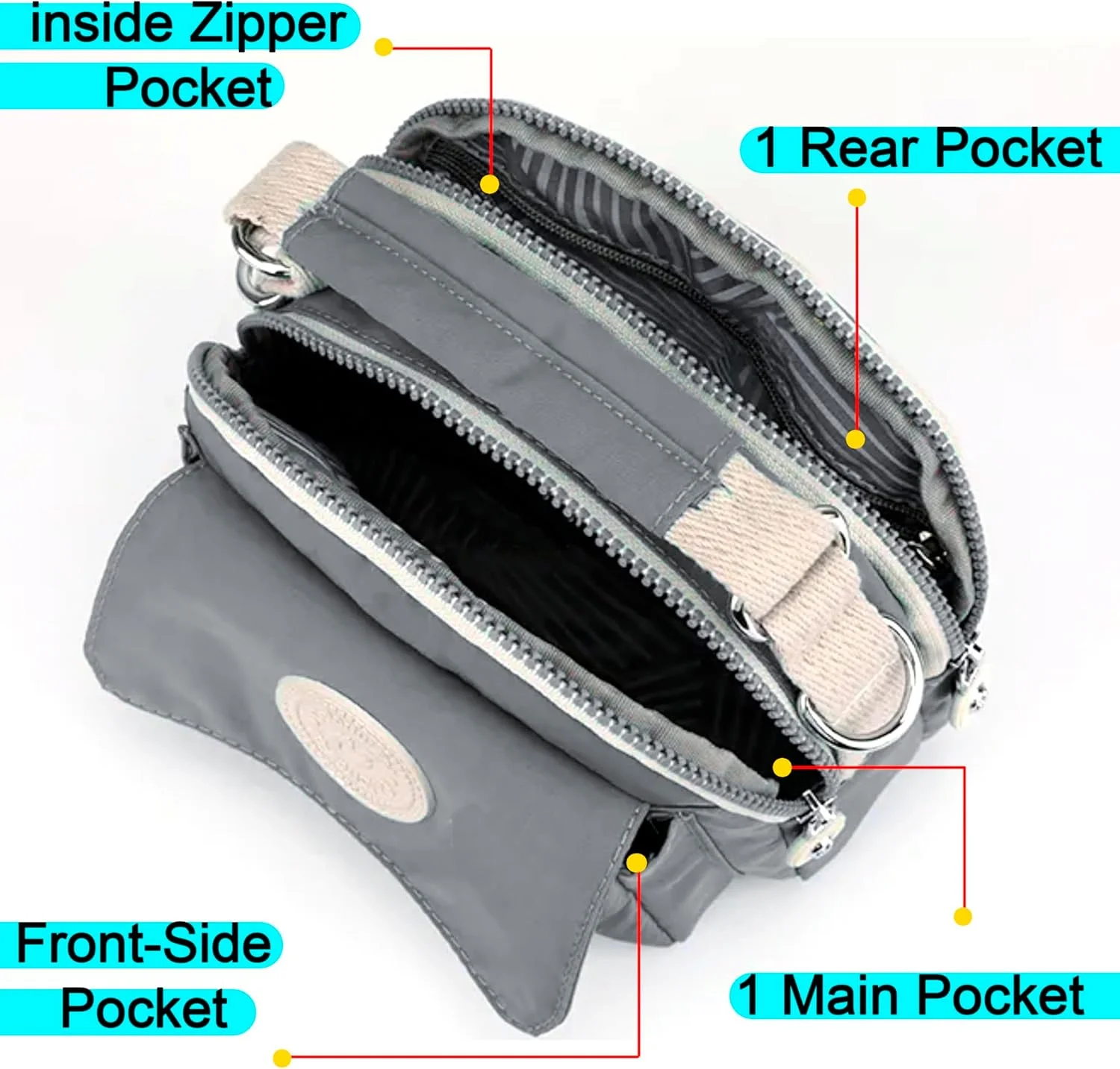 کیف دوشی زنانه استوریت، کیف دستی سبک و کوچک با جیب داخلی و بند قابل تنظیم (خاکستری، 21x10x17 سانتی متر) کیف دوشی زنانه استوریت، کیف دستی سبک و کوچک با جیب داخلی و بند قابل تنظیم (خاکستری، 21x10x17 سانتی متر)