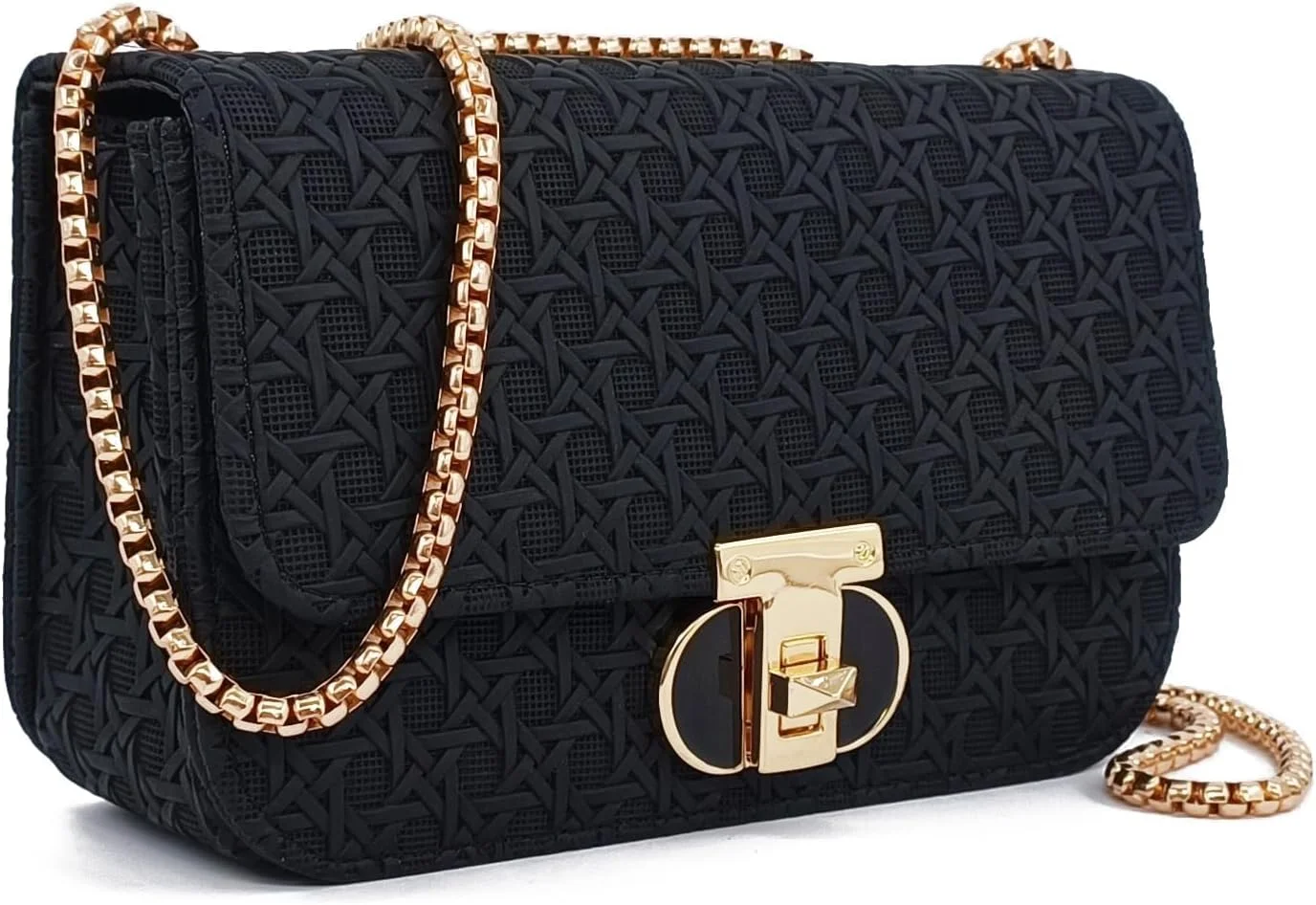 کیف دوشی کوچک زنانه، کیف کراس بادی چرمی PU چند منظوره، کیف های کوچک زنانه، کیف دستی کوچک با بند زنجیری (مشکی)