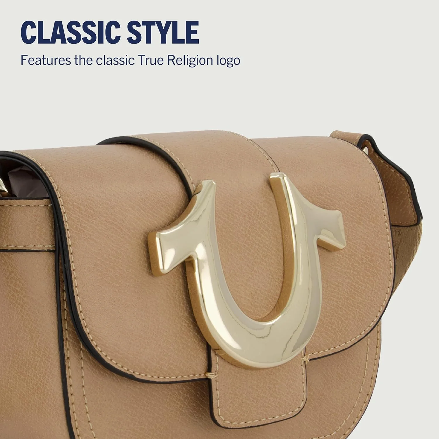 کیف رودوشی زنانه کانسپت وان True Religion، کیف دستی کوچک با بند شانه قابل تنظیم و لوگوی نعل اسب