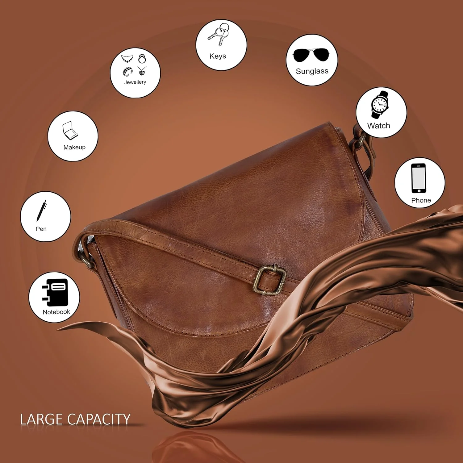 کیف دوشی چرمی زنانه و مردانه اوزورا مدل الا (تک عددی)