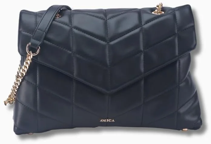 کیف دستی زنانه چرمی ناتالیا آمیکا، مدل AM1042A، مشکی، سایز M