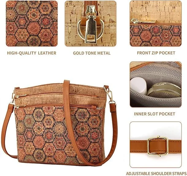 کیف دوشی زنانه با آستر PU و جنس طبیعی - کیف دستی سبک و بادوام با جیب های متعدد، مناسب استفاده روزانه (26x11x19 سانتی متر)