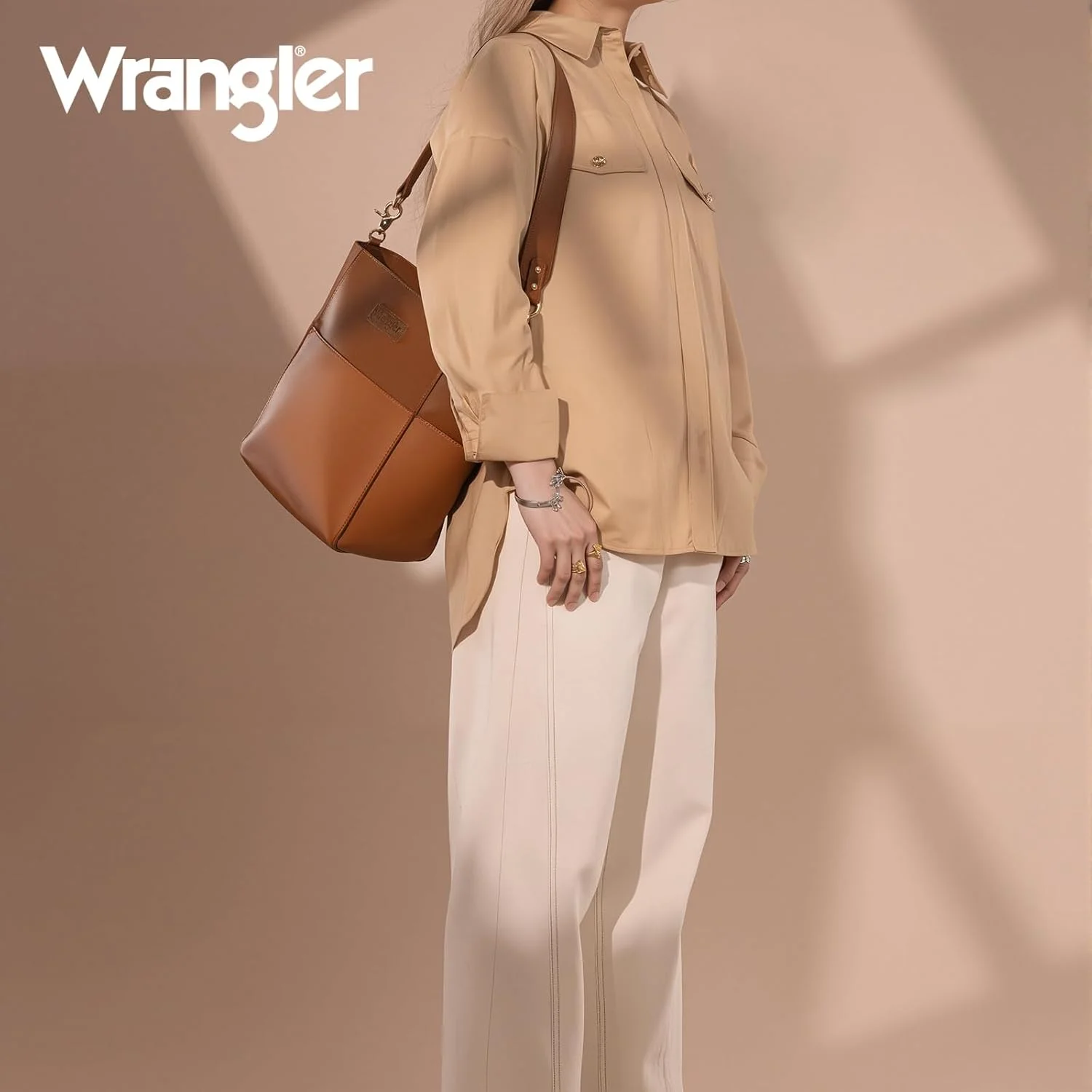 کیف دستی سطلی رانگلر زنانه، کیف دوشی کراس بادی با محفظه داخلی