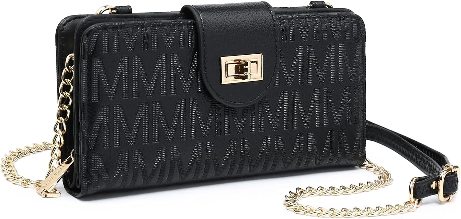 کیف دوشی کوچک زنانه MKP COLLECTION، کیف پول زیپ دار تلفن همراه و کیف دستی کلاچ با جای کارت اعتباری و بند زنجیری