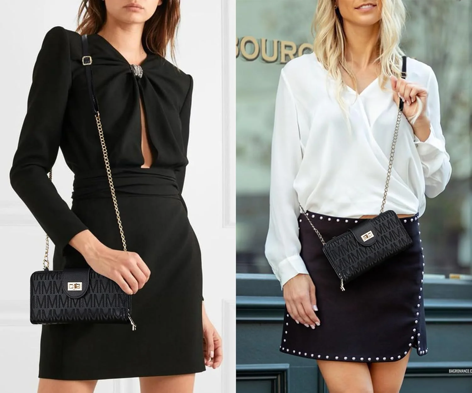 کیف دوشی کوچک زنانه MKP COLLECTION، کیف پول زیپ دار تلفن همراه و کیف دستی کلاچ با جای کارت اعتباری و بند زنجیری