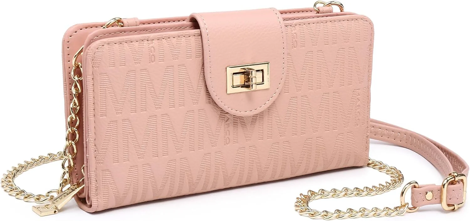 کیف دوشی کوچک زنانه کالکشن MKP، کیف پول زیپ دار تلفن همراه و کیف دستی کلاچ با جای کارت اعتباری و بند زنجیری