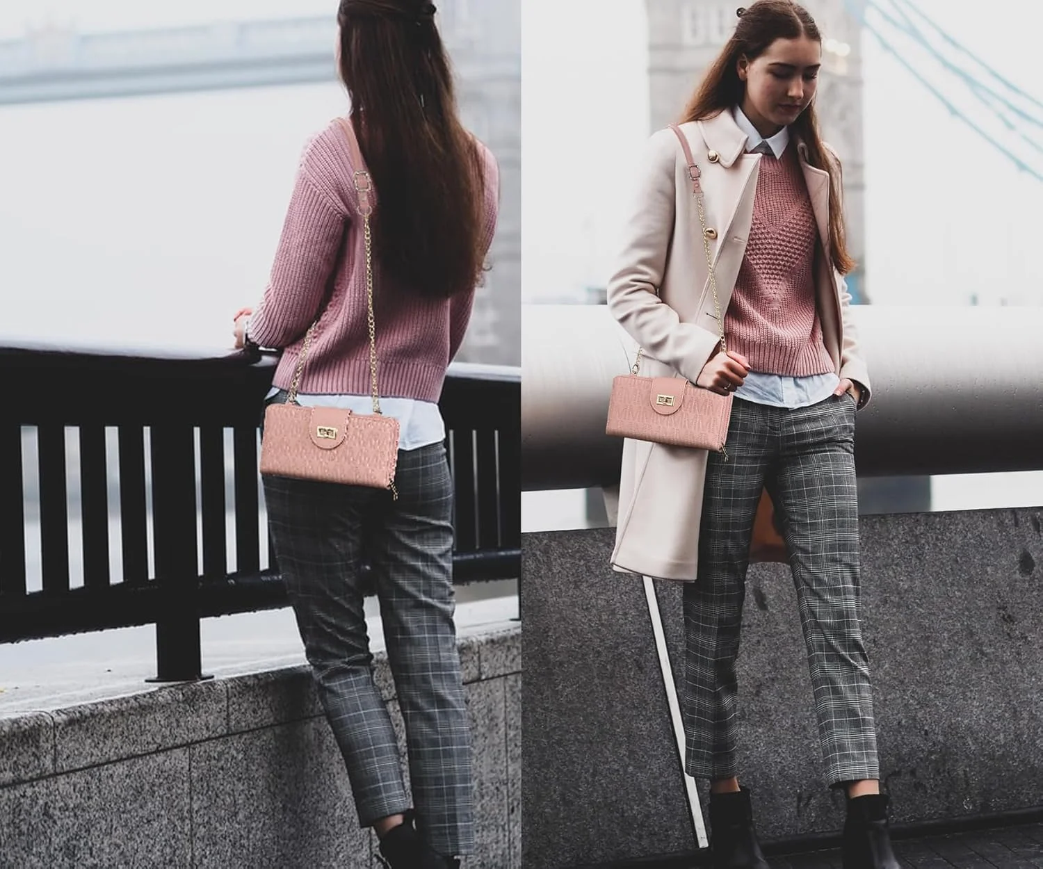 کیف دوشی کوچک زنانه کالکشن MKP، کیف پول زیپ دار تلفن همراه و کیف دستی کلاچ با جای کارت اعتباری و بند زنجیری