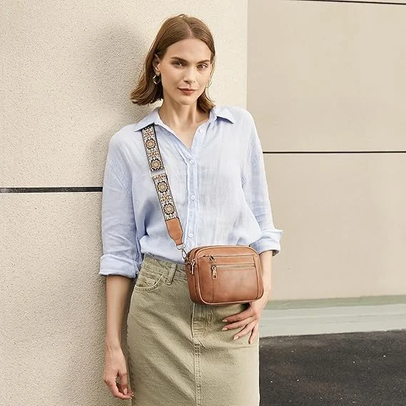 کیف دوشی چرم مصنوعی زنانه MAKINGTEC - بند قابل تنظیم، کیف دستی کوچک طرح دار، کیف شانه ای سبک وزن متوسط با بند پهن