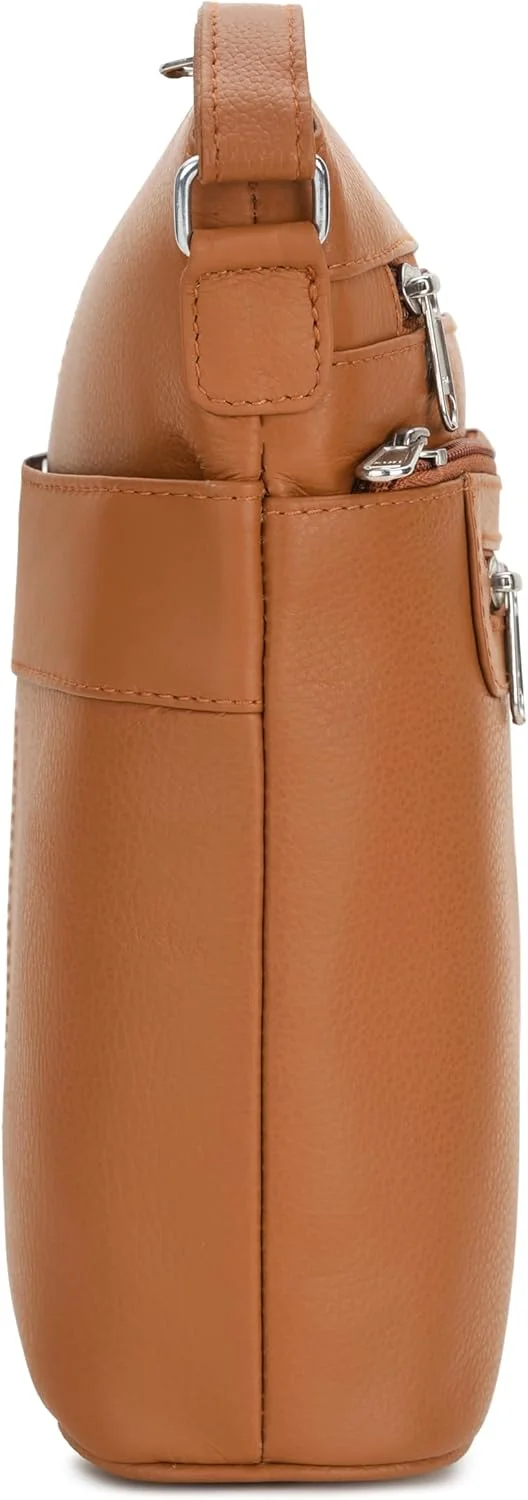 کی لندن کیف دوشی زنانه با یک بند و طراحی شیک، دارای 7 جیب از چرم نرم رنگ تان 922_tan، سایز M