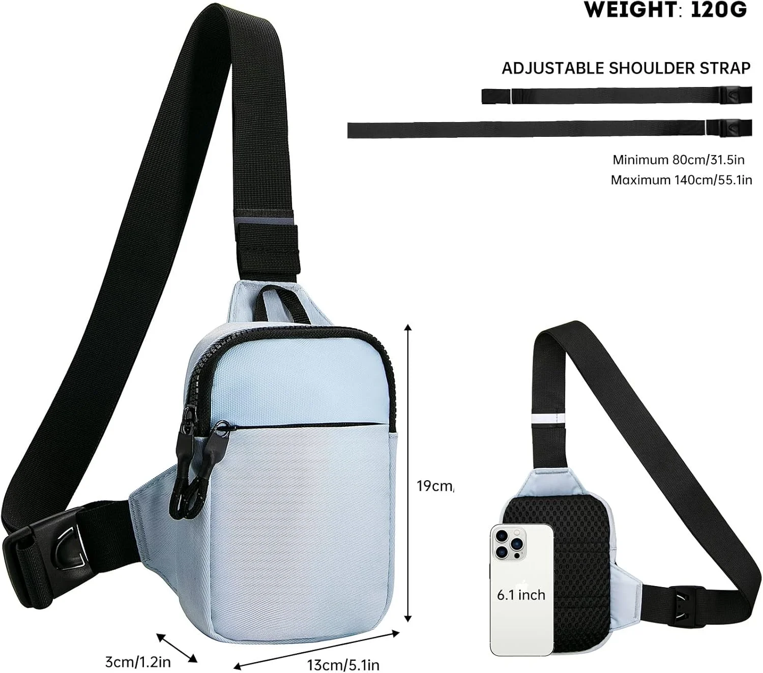 کیف دوشی کوچک لانگ کیپر - کیف سینه ای ضد آب کوچک مردانه و زنانه برای مسافرت و پیاده روی