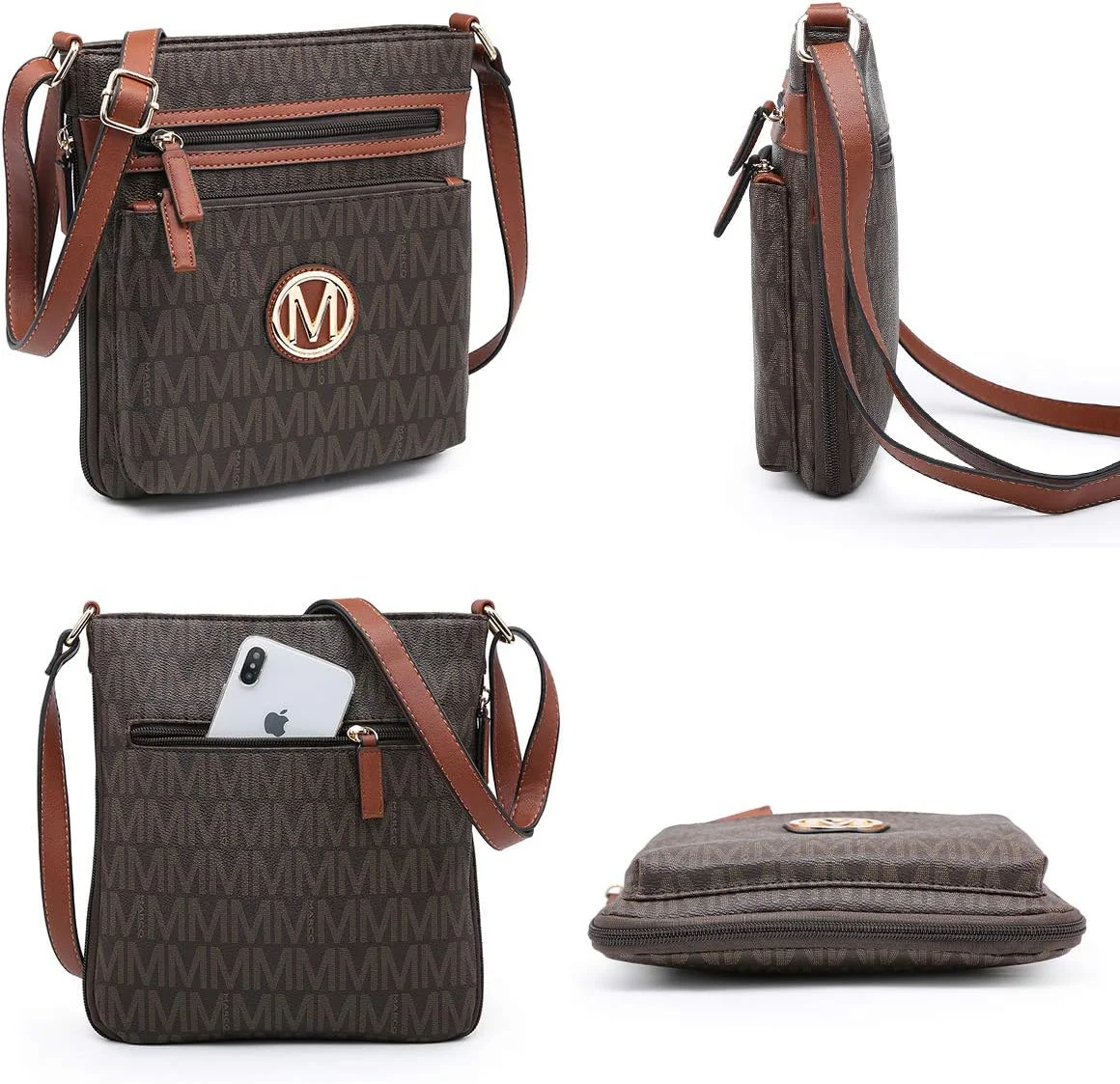 کیف دوشی زنانه با جیب های متعدد و زیپ های جانبی قابل افزایش برای بانوان