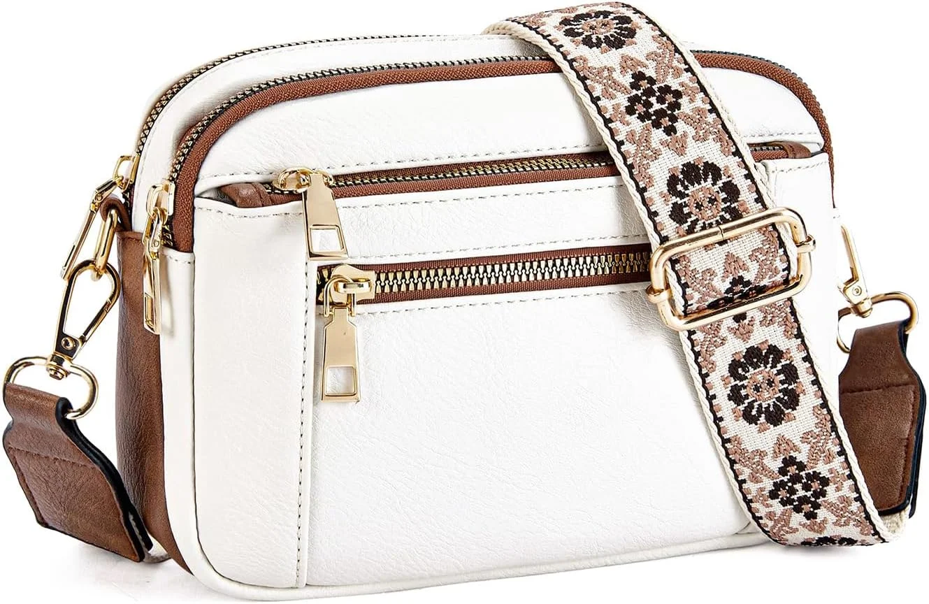 کیف دوشی چرم مصنوعی زنانه MAKINGTEC - بند قابل تنظیم، کیف دستی کوچک طرح دار، کیف شانه ای سبک وزن متوسط با بند پهن