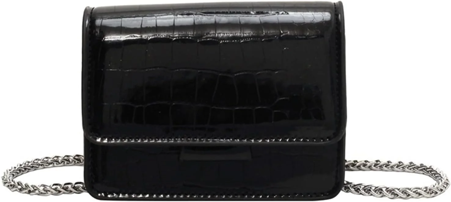 کیف دوشی کوچک چرمی PU زنانه، کیف مربع کوچک Y2k با بند زنجیری، کیف های کوچک مجلسی شیک زنانه