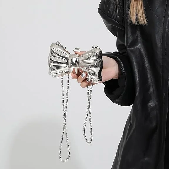 کیف دوشی کوچک زنانه، کیف دستی شیک با طرح پاپیون مناسب عروسی، مهمانی و جشن