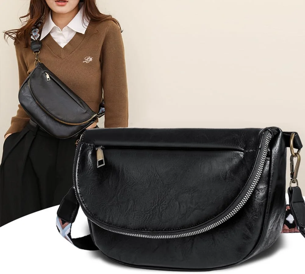 کیف دوشی زنانه چرمی، کیف سینه ای با بند قابل تنظیم بوهو، کیف کمری و دستی غیر رسمی زنانه جدید