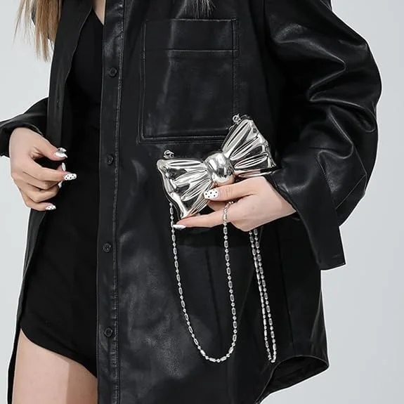 کیف دوشی کوچک زنانه، کیف دستی شیک با طرح پاپیون مناسب عروسی، مهمانی و جشن