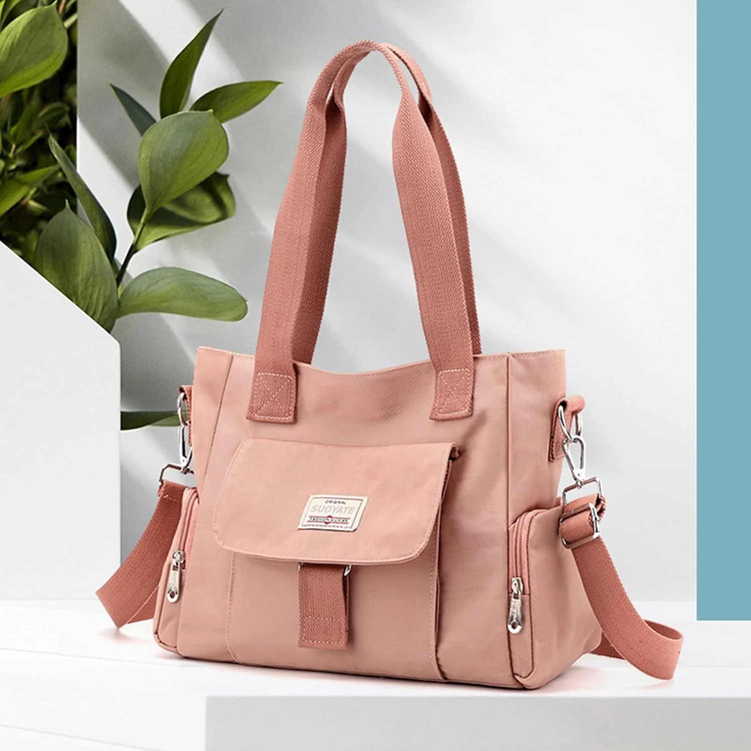 کیف دوشی زنانه، کیف دستی نایلونی ضد آب چند جیبه، کیف مسافرتی با ظرفیت بزرگ - سایز: 33×16×26 سانتی متر