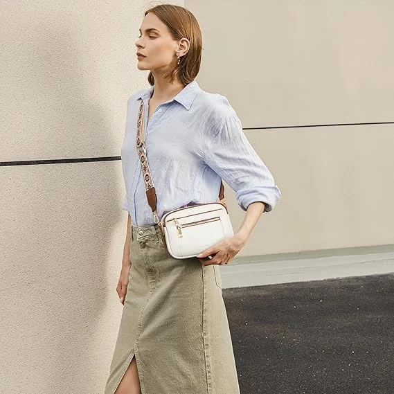 کیف دوشی چرم مصنوعی زنانه MAKINGTEC - بند قابل تنظیم، کیف دستی کوچک طرح دار، کیف شانه ای سبک وزن متوسط با بند پهن