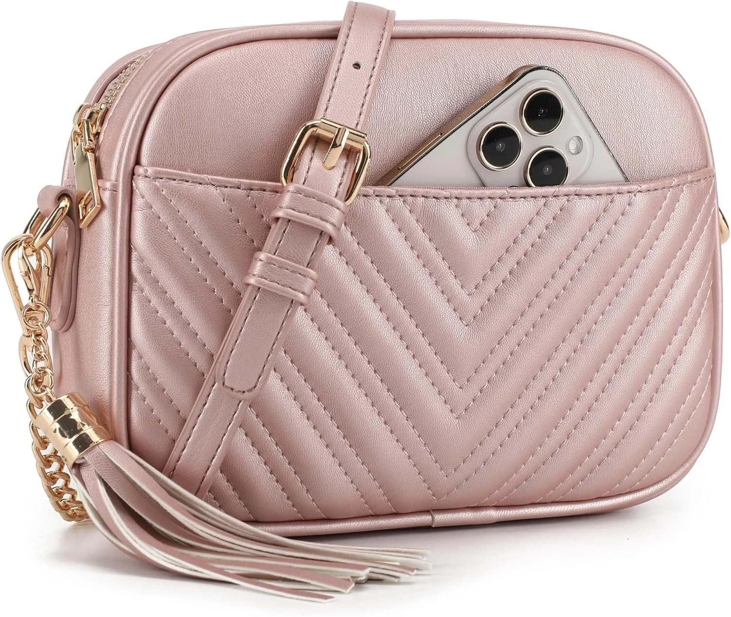 کیف دوشی ضربدری لولا می، کیف شانه ای با طراحی مد روز (صورتی درخشان)، صورتی درخشان