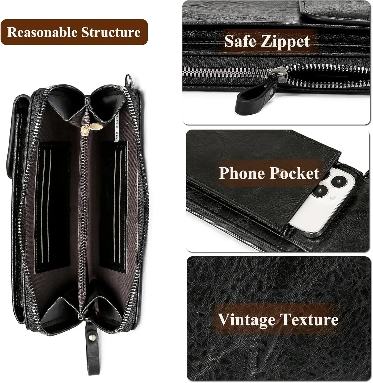 کیف دوشی کوچک چرمی PU، کیف پول موبایل، کیف مچی کارت، کلاچ با جای کارت کیف دوشی کوچک چرمی PU، کیف پول موبایل، کیف مچی کارت، کلاچ با جای کارت