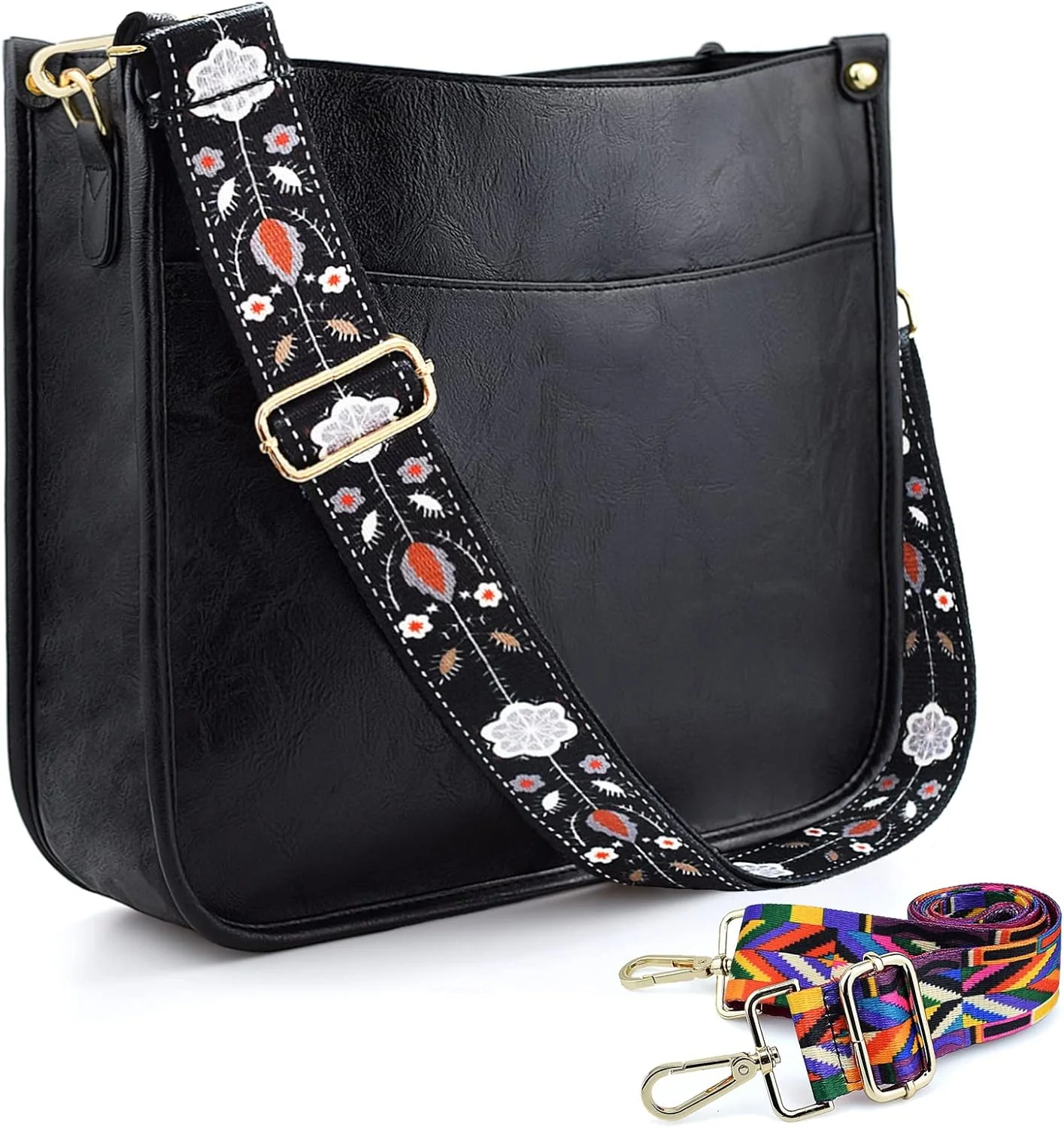 کیف رودوشی زنانه KlaOYer با 2 بند قابل تنظیم، کیف دستی گیاهی با بند گیتاری و کیف شانه ای نرم برای زنان