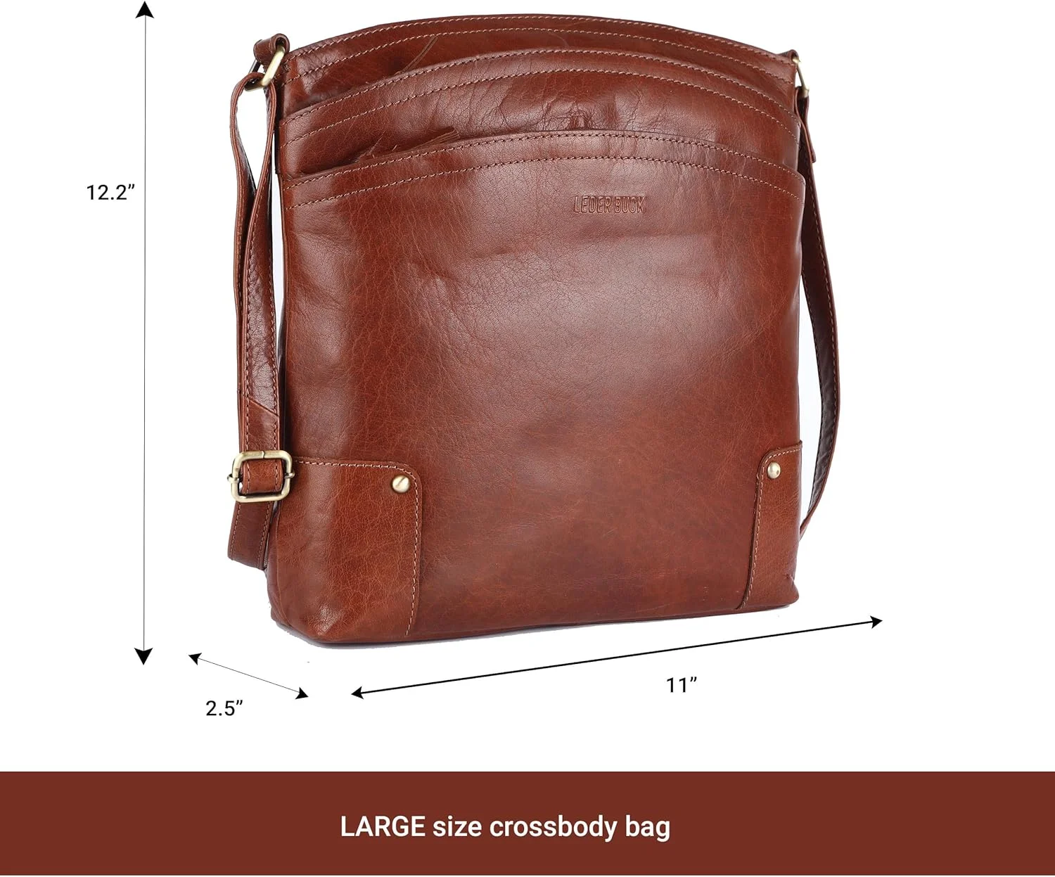 کیف دستی و کیف دوشی چرمی زنانه Lederbuck Terry Large Soft Real Leather - کیف دوشی ممتاز سه زیپ