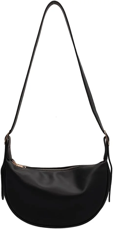 کیف دوشی هلالی زنانه، کیف دوشی نرم چرم مصنوعی، کیف ترندی دامپلینگ، کیف شانه ای نیمه ماه زنانه - مشکی