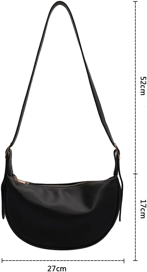 کیف دوشی هلالی زنانه، کیف دوشی نرم چرم مصنوعی، کیف ترندی دامپلینگ، کیف شانه ای نیمه ماه زنانه - مشکی