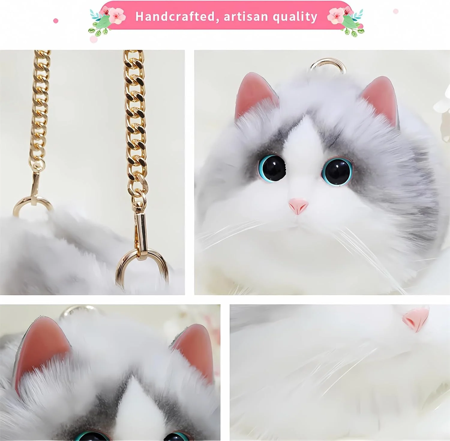 کیف دوشی گربه ای پولیشی حجیم و واقعی HUIJUFU برای خانم ها